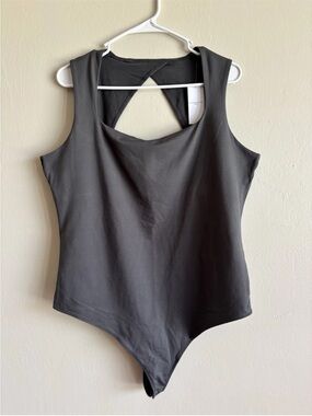 Hollister Size XXL Tank Bodysuit Gray Square Neck Top With Shelf Bra NEW